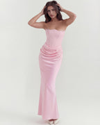 Robe longue bustier drapée