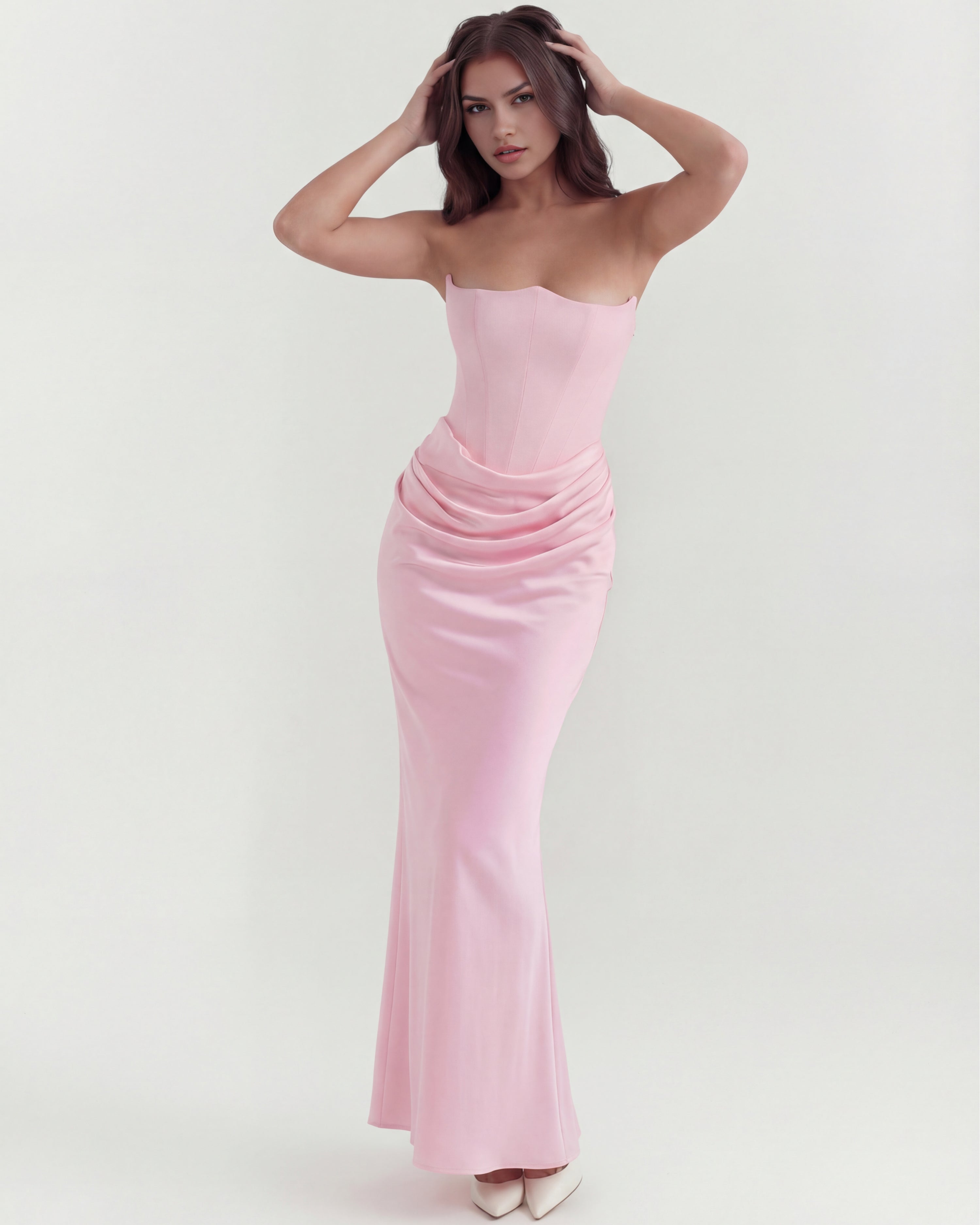 Robe longue bustier drapée