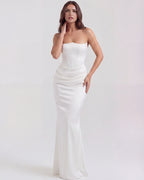 Robe longue bustier drapée