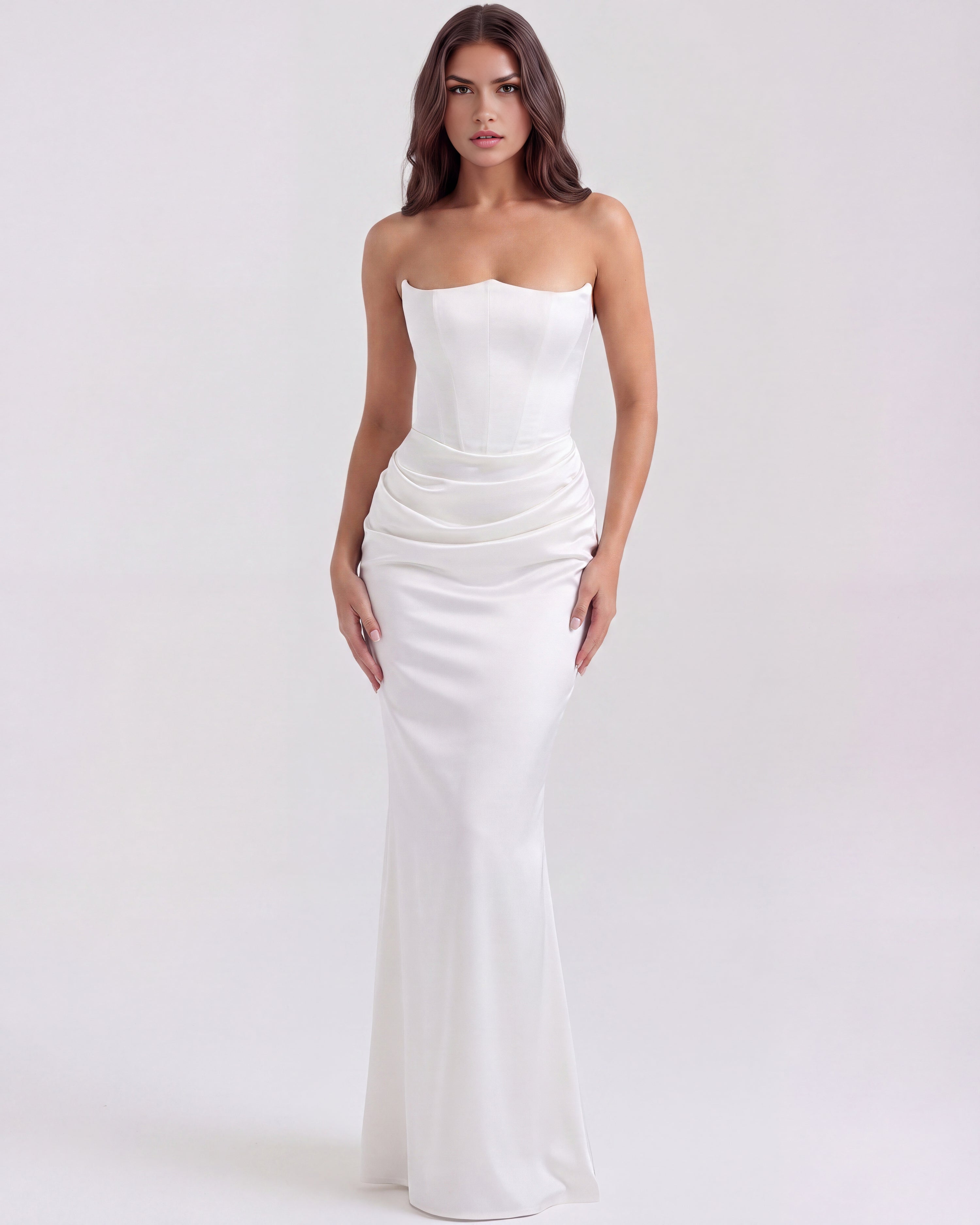 Robe longue bustier drapée