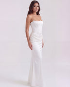 Robe longue bustier drapée