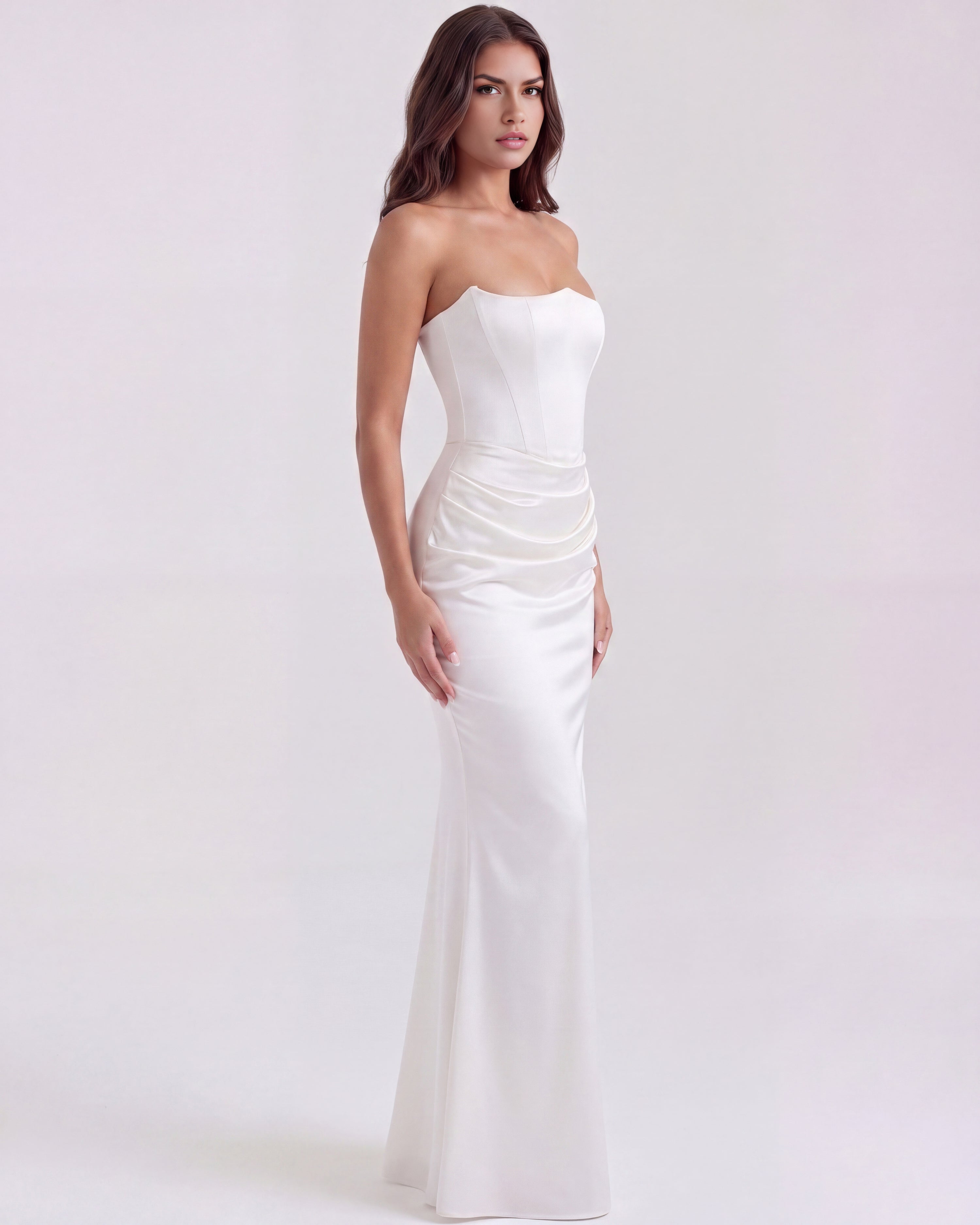 Robe longue bustier drapée