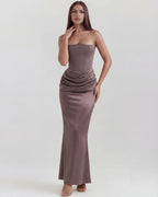 Robe longue bustier drapée