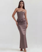 Robe longue bustier drapée