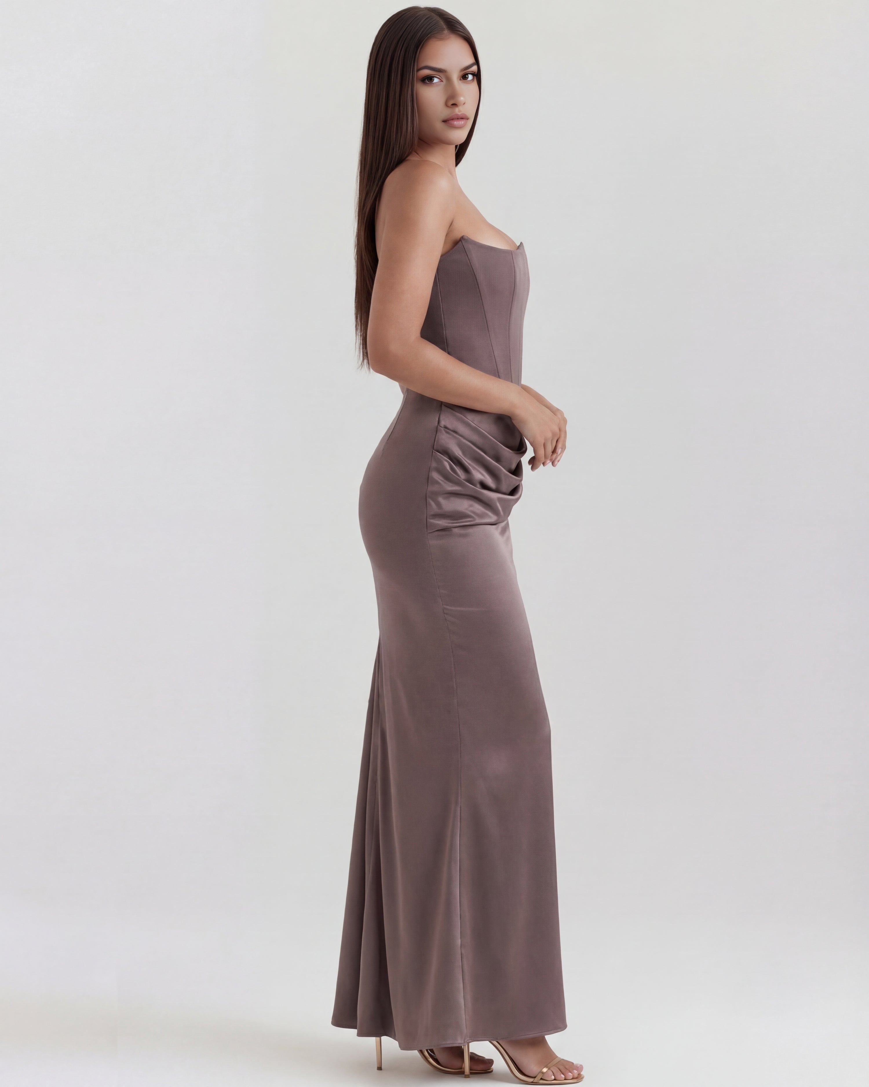 Robe longue bustier drapée