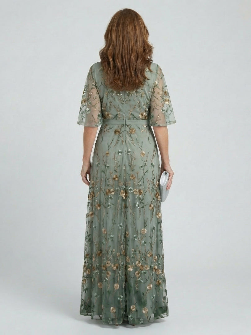 Robe longue cache-cœur à motifs floraux pour femme – vue 3