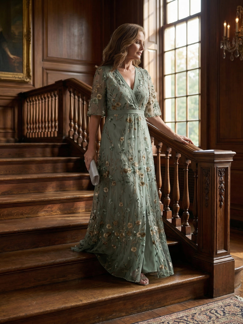 Robe longue cache-cœur à motifs floraux pour femme – vue 4