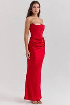 Robe longue corset bustier drapée