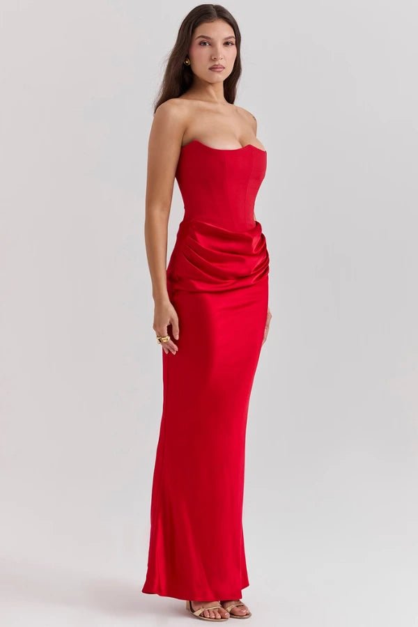 Robe longue corset bustier drapée