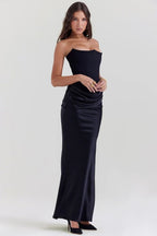 Robe longue corset bustier drapée