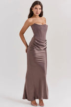 Robe longue corset bustier drapée