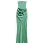 Robe longue corset bustier drapée