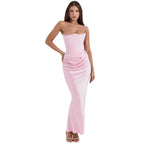 Robe longue corset bustier drapée