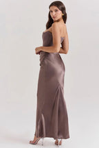 Robe longue corset bustier drapée