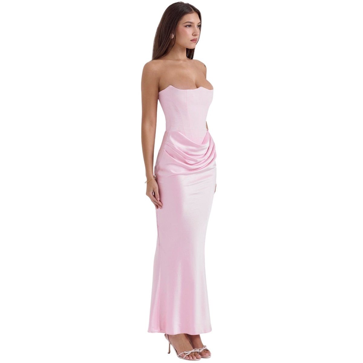 Robe longue corset bustier drapée
