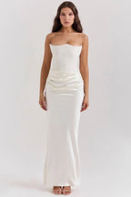 Robe longue corset bustier drapée