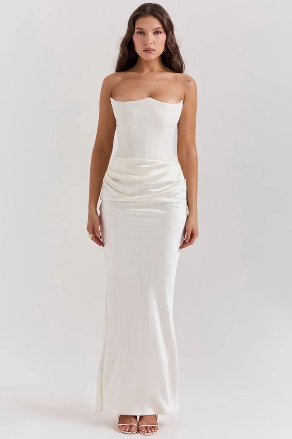 Robe longue corset bustier drapée