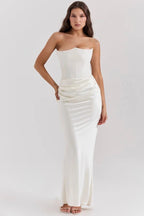 Robe longue corset bustier drapée