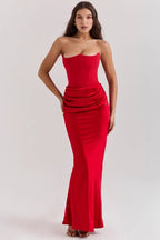 Robe longue corset bustier drapée