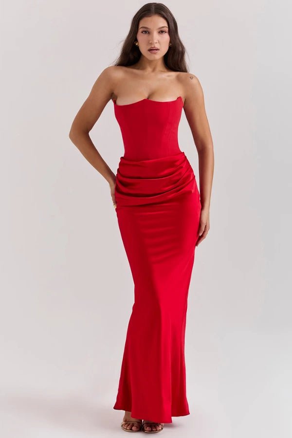 Robe longue corset bustier drapée