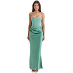Robe longue corset bustier drapée