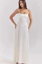 Robe longue corset à bretelles fines