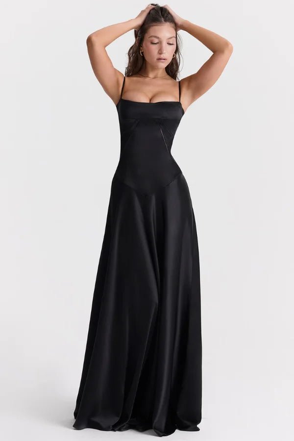 Robe longue corset à bretelles fines