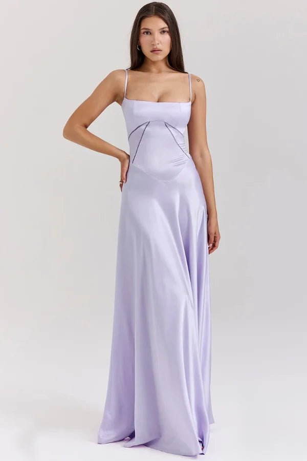 Robe longue corset à bretelles fines