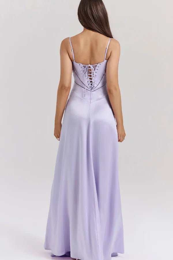 Robe longue corset à bretelles fines