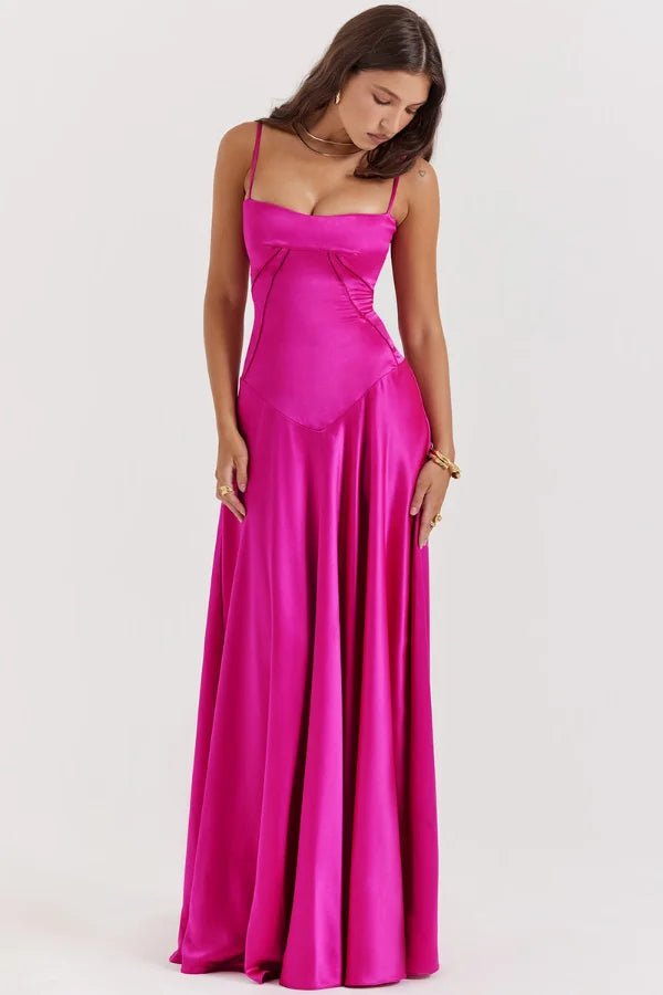 Robe longue corset à bretelles fines