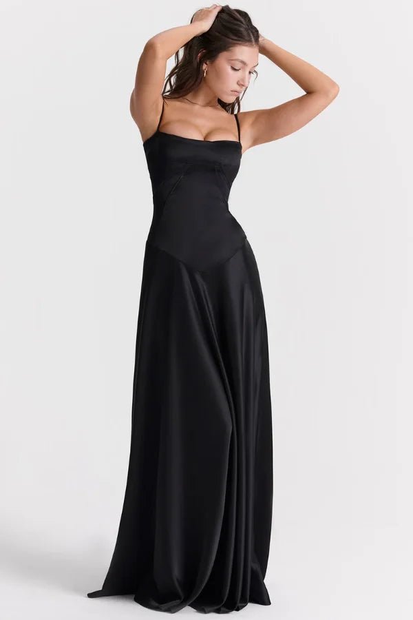 Robe longue corset à bretelles fines