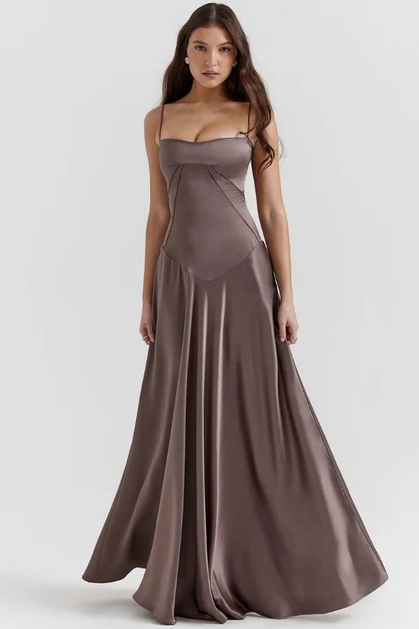 Robe longue corset à bretelles fines