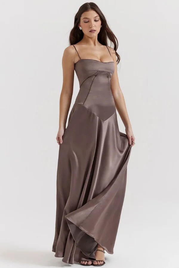 Robe longue corset à bretelles fines