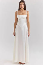Robe longue corset à bretelles fines