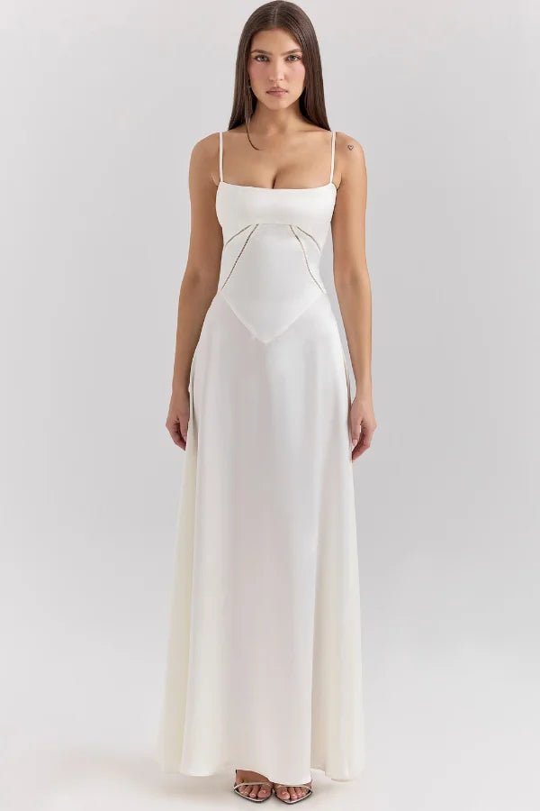 Robe longue corset à bretelles fines