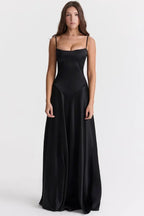 Robe longue corset à bretelles fines
