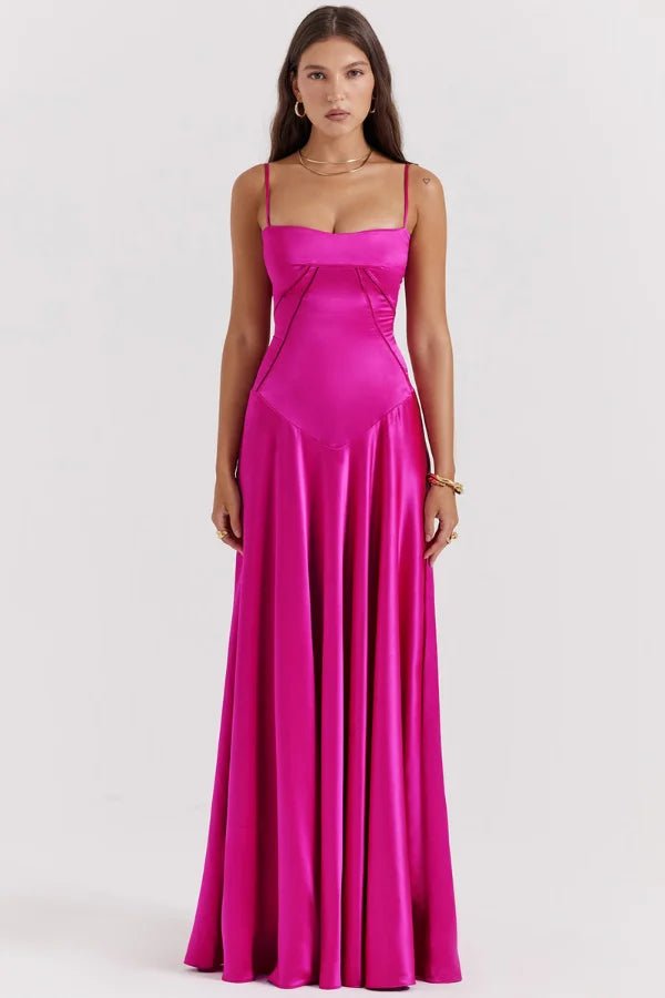 Robe longue corset à bretelles fines
