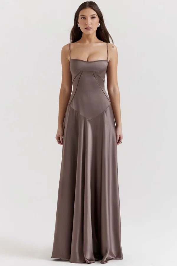 Robe longue corset à bretelles fines
