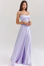 Robe longue corset à bretelles fines