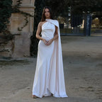 Robe longue drapée asymétrique à bretelle unique pour femme