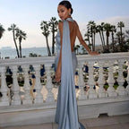 Robe longue drapée asymétrique à bretelle unique pour femme