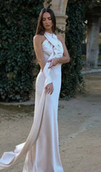Robe longue drapée asymétrique à bretelle unique pour femme