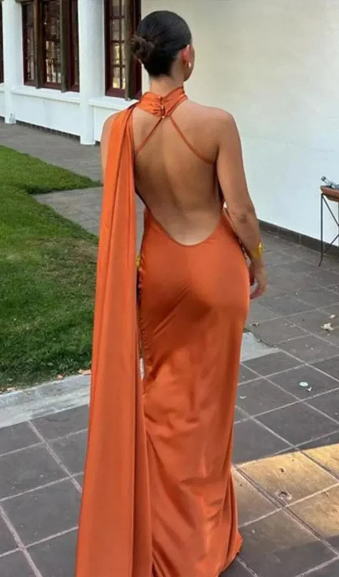 Robe longue drapée asymétrique à bretelle unique pour femme