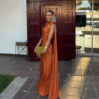 Robe longue drapée asymétrique à bretelle unique pour femme