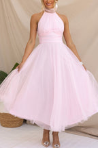 Robe longue tulle col montant américain pour femme – vue 3