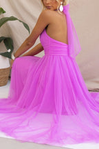 Robe longue tulle col montant américain pour femme – vue 6