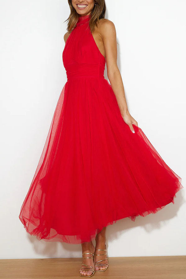 Robe longue tulle col montant américain pour femme – vue 7