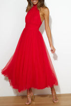 Robe longue tulle col montant américain pour femme – vue 8