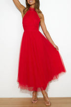 Robe longue tulle col montant américain pour femme – vue 9