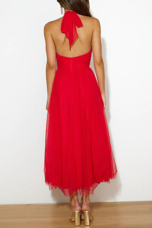 Robe longue tulle col montant américain pour femme – vue 10